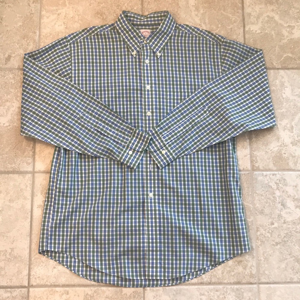 Brooks Brothers Green/Blue Checkered Button Down
